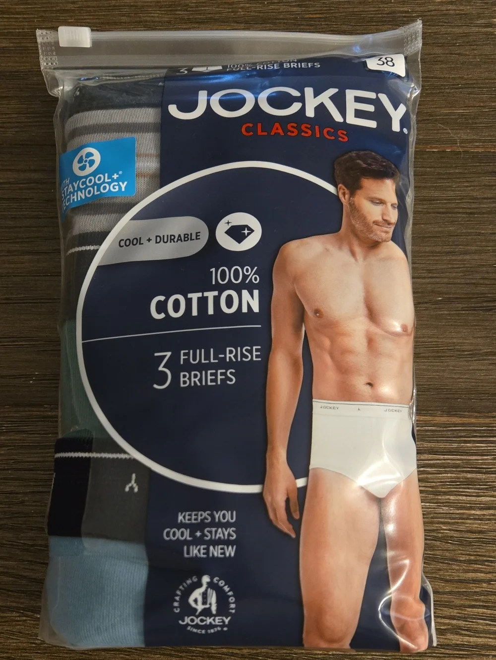 Jockey 3-Pack Briefs in Navy, Light Blue and Gray